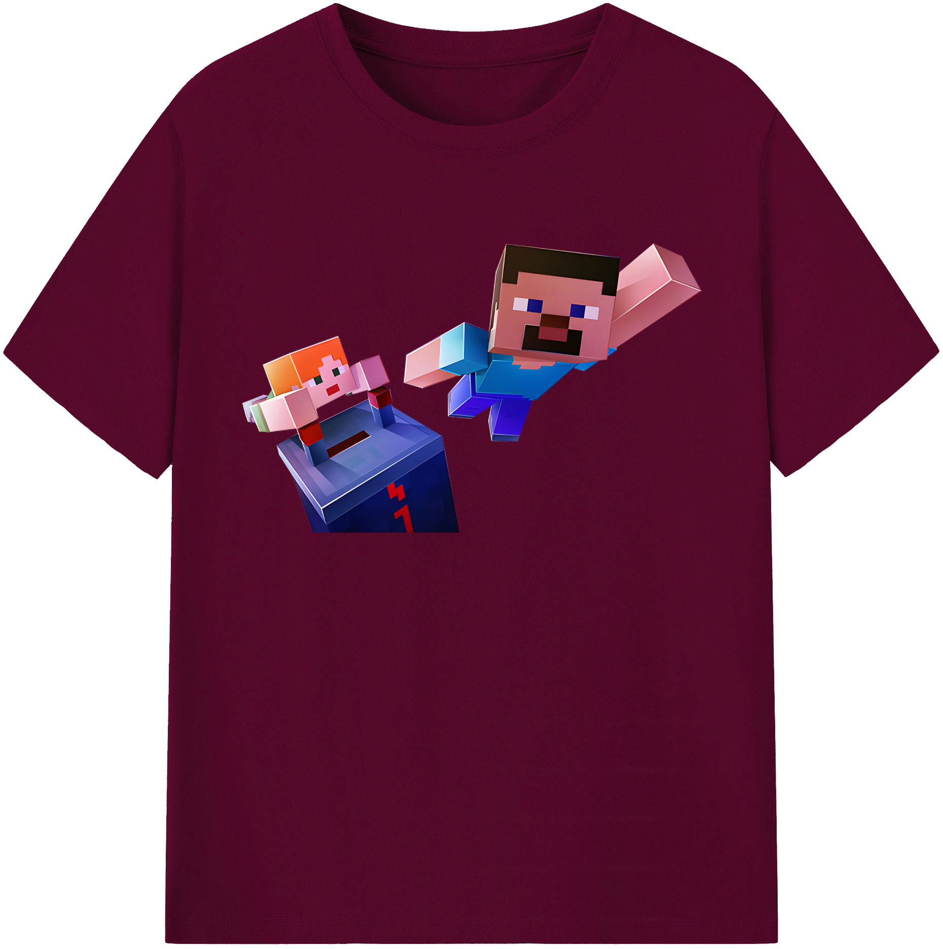 （画像用） マインクラフト ブロックの世界 Minecraft MC Block world レディースカジュアルプリントTシャツ（綿100％）